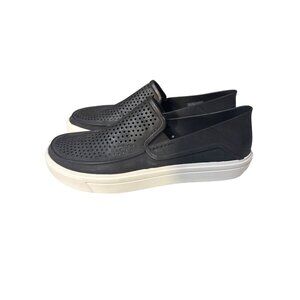 Crocs Womens 8 Black/White Perforated‎ Slip-On Sneakers